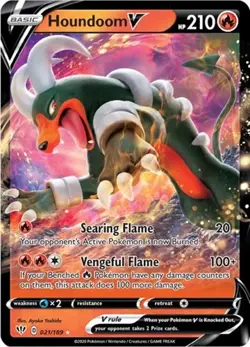Houndoom V (#021/189) - Holofoil SWSH - Darkness Ablaze NM Pokemon - Image 1