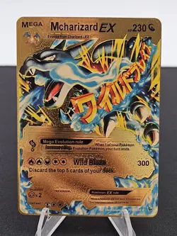 Mcharizard EX Mega M Charizard Gold Foil Fan Art Pokemon Card 108/106 230HP - Image 1