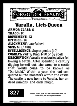 Varalla Lich-Queen #327 Gold D&D Forgotten Realms Trading Card - Image 2