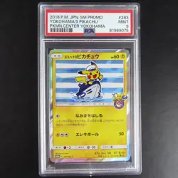PSA 9 Yokohamas Pikachu 283/sm-p 2018 Japanese Promo Pokemon Card - Image 1