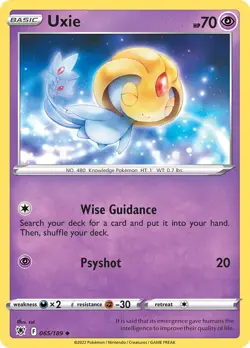 Uxie 065/189 Swsh10: Astral Radiance Regular NM-Mint Pokemon Card TCG - Image 1