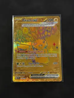Pokemon Prismatic Evolutions Gold Pikachu ex 179/131 Secret Rare GOLD NM - Image 1