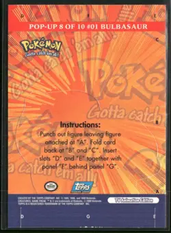 Bulbasaur #01 Pop Up 8 of 10 Pokemon Topps Blue Logo - Image 2