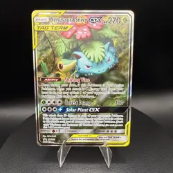 2019 Pokemon Venusaur & Snivy GX Tag Team Sun & Moon Promo SM229 - RAW - Image 1