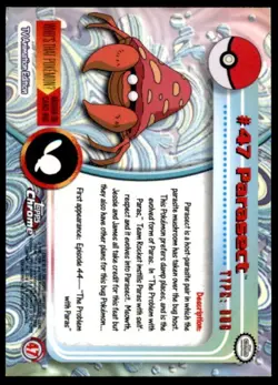 2000 Topps Chrome Pokemon T.V. Annimation Edition #47 Parasect NM-MT - Image 2