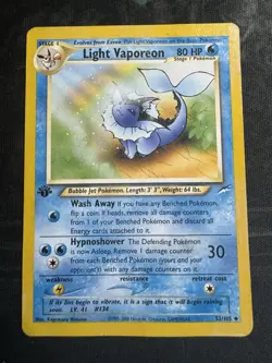 💦1ST EDITION LIGHT VAPOREON💦 | First Vintage Pokemon | Neo Destiny 52/105 | 📈 - Image 1