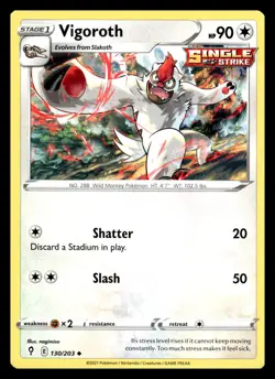 Vigoroth Uncommon 130/203 SWSH07: Evolving Skies Pokemon Card - Image 1