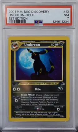Pokemon Umbreon TCG Neo Discovery Holo Card 13/75 1st Edition PSA 7 - Image 1