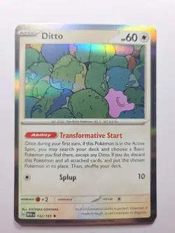 Ditto 132/165 Holo Rare Scarlet & Violet 151 Pokemon Card Near Mint Nm - Image 1