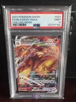 Pokemon TCG Blaziken VMAX Holo Ultra Rare Card Chilling Reign 021/198 PSA 9 - Image 1