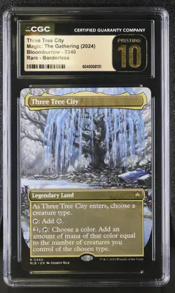 THREE TREE CITY Bloomburrow Borderless Rare CGC 10 Pristine MTG [Nostalgium] - Image 1