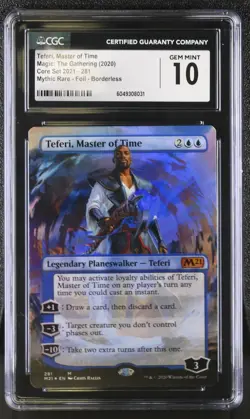 TEFERI, MASTER OF TIME 2021 Core Set Borderless Foil Mythic CGC 10 MTG - Image 1