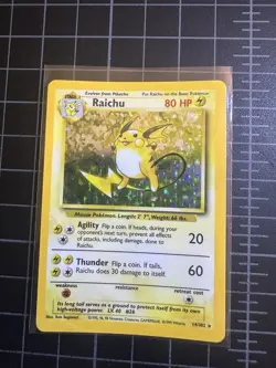 Pokemon TCG Raichu Base Set Holo Rare Card 14/102 LP - Image 1
