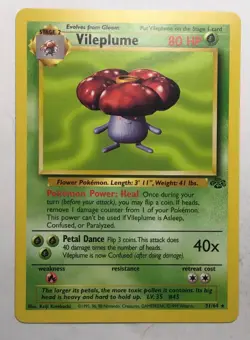 Rare Vileplume 31/64 Unlimited Non-Holo Jungle Pokemon Card Near Mint - Image 1