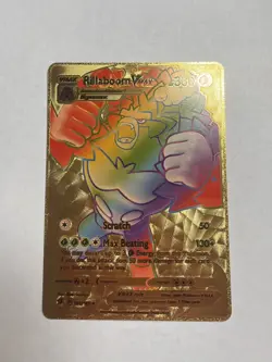 Gold Foil Rillaboom VMAX Rainbow Fan Art Display Vmax Card NM - Image 1