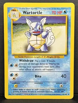 Wartortle 42/102 Uncommon Base Set Unlimited Pokemon Card - Image 2