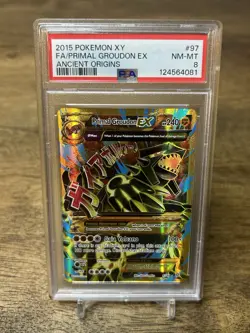 2015 POKEMON XY ANCIENT ORIGINS #97/98 FULL ART GOLD PRIMAL GROUDON EX PSA 8 - Image 1