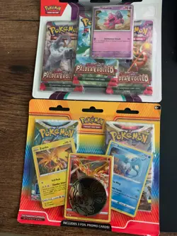 TWO Pokemon TCG blisters with promo packs include Paldea evolved silver tempest - Image 1