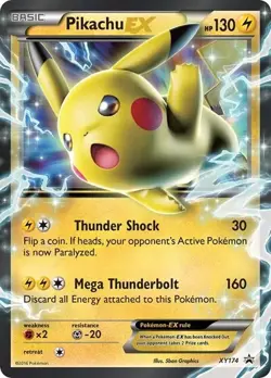 Pikachu EX XY174 Holo Black Star Promo Pokemon DMG - Image 1
