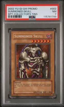 2002 Yu-Gi-Oh! Summoned Skull #002 BPT-Collectors Tin PSA 7 Fresh Grade - Image 1