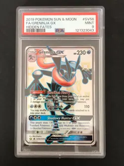 PSA 9, Greninja GX - SV56/SV94 - Pokemon Hidden Fates Sun & Moon Shiny Rare Card - Image 1