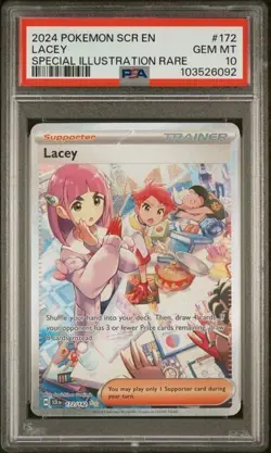 PSA 10 GEM MINT Lacey Stellar Crown Full Art Holo Pokemon Card #172/142 - Image 1
