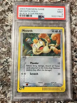 Meowth 013 promo PSA 9 Holo E-reader pokemon card - Image 1