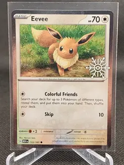 EEVEE 133/165 Pokemon TCG Holiday Calendar 2025 Holo Festive Stamp Promo Card - Image 1