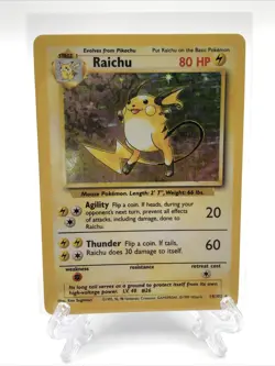 Pokemon Raichu Unlimited Base Set Holo 14/102 Trading Card MP - Image 1