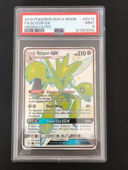 PSA 9, Scizor GX - SV72/SV94 - Pokemon Hidden Fates Sun & Moon Shiny Rare Card - Image 1
