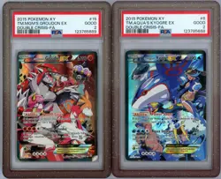 2015 Pokemon Double Crisis Lot Magma's Groudon & Aqua's Kyogre PSA 2 Sequential - Image 1