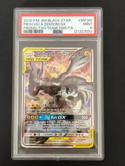 PSA 9, Pikachu & Zekrom GX Pokemon Tag Team Tins Full Art Promo SM168 - Image 1