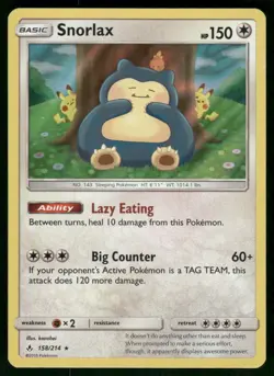 Snorlax 158/214 Holo Rare Holo NM Pokemon SM - Unbroken Bonds - Image 1