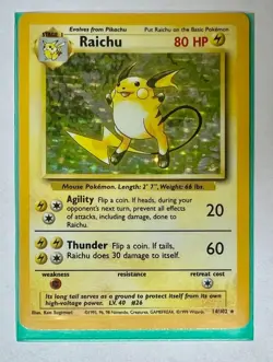 LP Raichu Fossil Base Set Holo 14/62 Pokemon WOTC TCG - Image 1