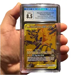 POKEMON PIKACHU & ZEKROM GX SM248 SUN & MOON BLACK STAR PROMO CGC 8.5 NEAR MINT - Image 1