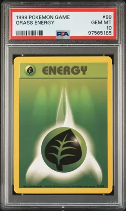 1999 POKEMON BASE SET UNLIMITED #99 GRASS ENERGY PSA 10 - Image 1