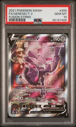 PSA 10 2021 POKEMON SWORD & SHIELD FUSION STRIKE #255 GENESECT V ALT ART FA - Image 1