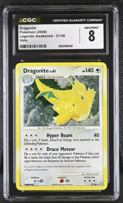 CGC 8 Dragonite 2/146 Holo Legends Awakened Pokemon Card - Image 1
