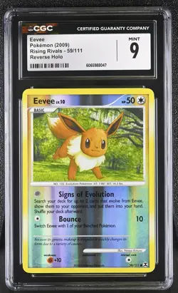 CGC 9 Eevee 59/111 Reverse Holo Rising Rivals Pokemon Card - Image 1
