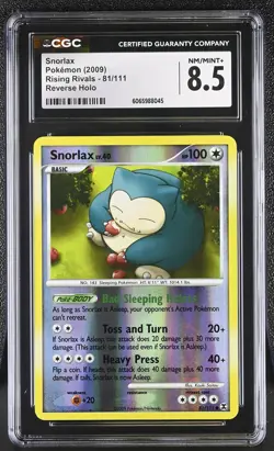 CGC 8.5 Snorlax 81/111 Reverse Holo Rising Rivals Pokemon Card - Image 1