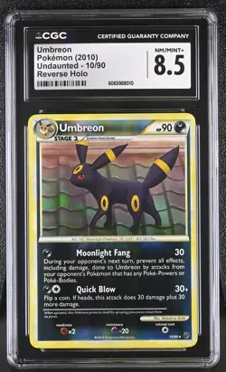 CGC 8.5 Umbreon 10/90 Reverse Holo Undaunted Pokemon Card - Image 1
