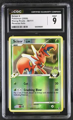 CGC 9 Scizor 48/111 Reverse Holo Rising Rivals Pokemon Card - Image 1