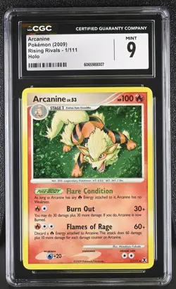 CGC 9 Arcanine 1/111 Holo 2009 Rising Rivals Pokemon Card - Image 1