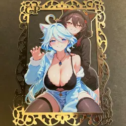 Goddess Story Gold METAL Card - Serial Number #/100! Anime Girl Bikini Azure - Image 1