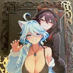 Goddess Story Gold METAL Card - Serial Number #/100! Anime Girl Bikini Azure - Image 2