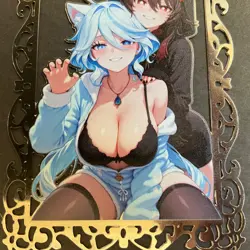 Goddess Story Gold METAL Card - Serial Number #/100! Anime Girl Bikini Azure - Image 3
