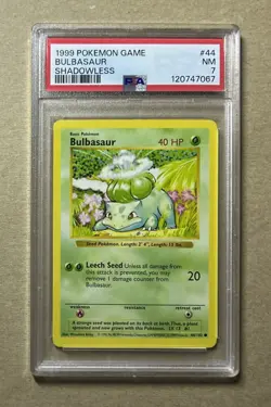 1999 Pokemon Base Set Bulbasaur Card #44 PSA 7 - Image 1