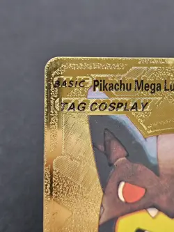 Pokemon Pikachu Mega Lucario Cosplay 625HP Gold Foil Fan Art Card #009 - Image 2