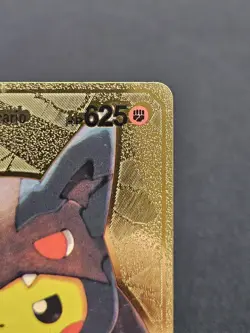 Pokemon Pikachu Mega Lucario Cosplay 625HP Gold Foil Fan Art Card #009 - Image 3