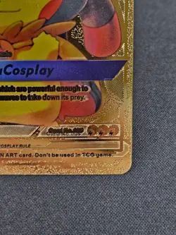 Pokemon Pikachu Mega Lucario Cosplay 625HP Gold Foil Fan Art Card #009 - Image 4